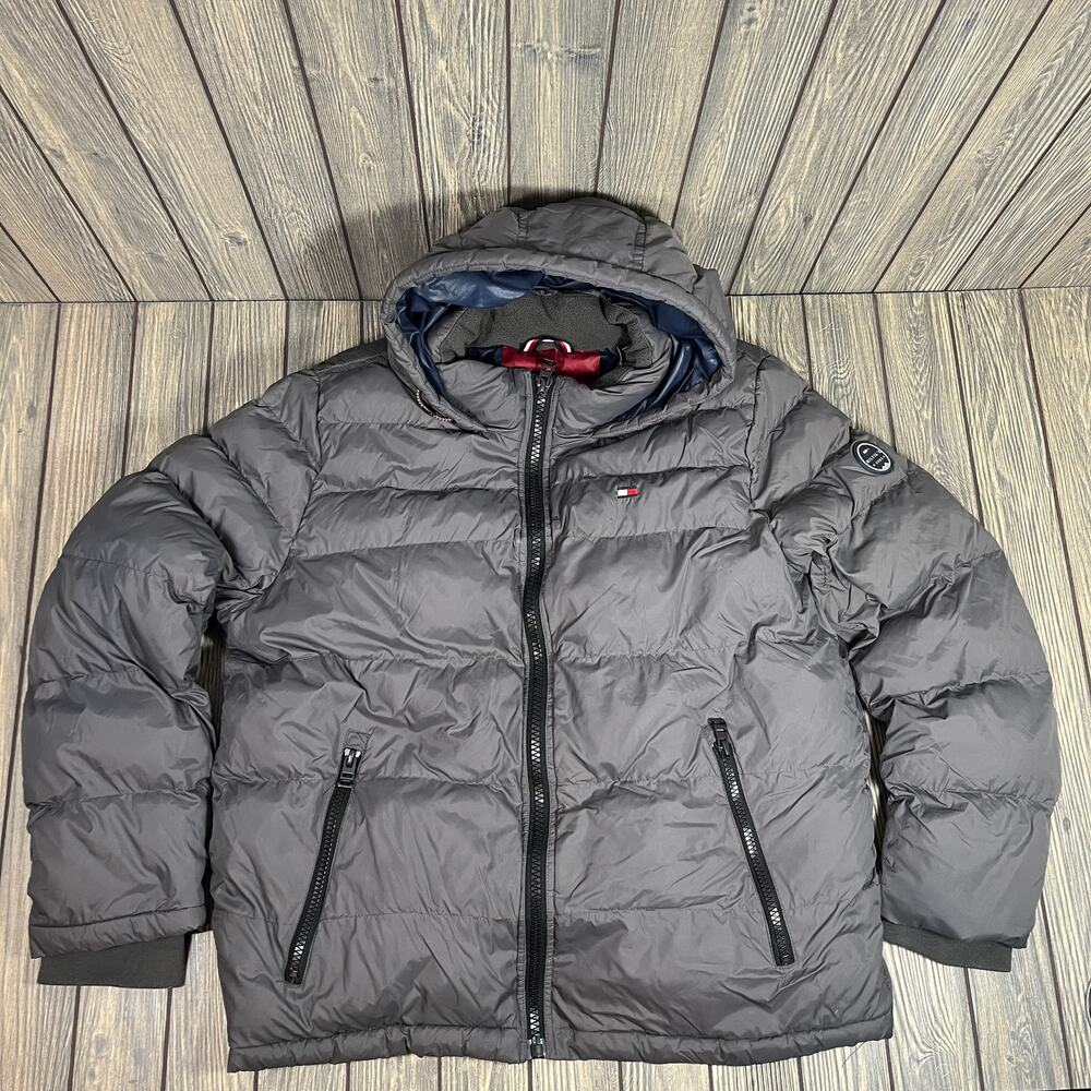 Tommy Hilfiger Puffer Ski Jacket Parka Men Sz XL Hooded Outdoor‎ Adventure Nylon